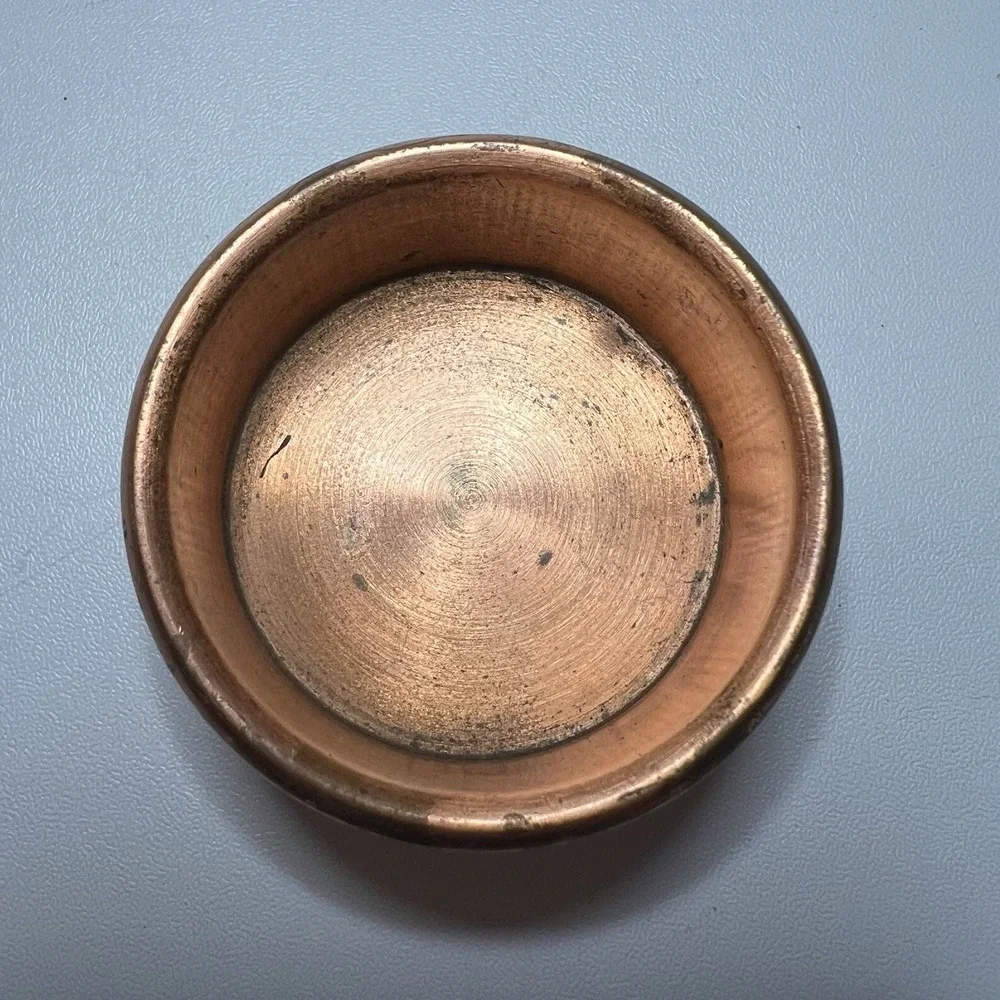 Vtg Miniature Copper Pot Bowl flat bottom and a rolled lip rim